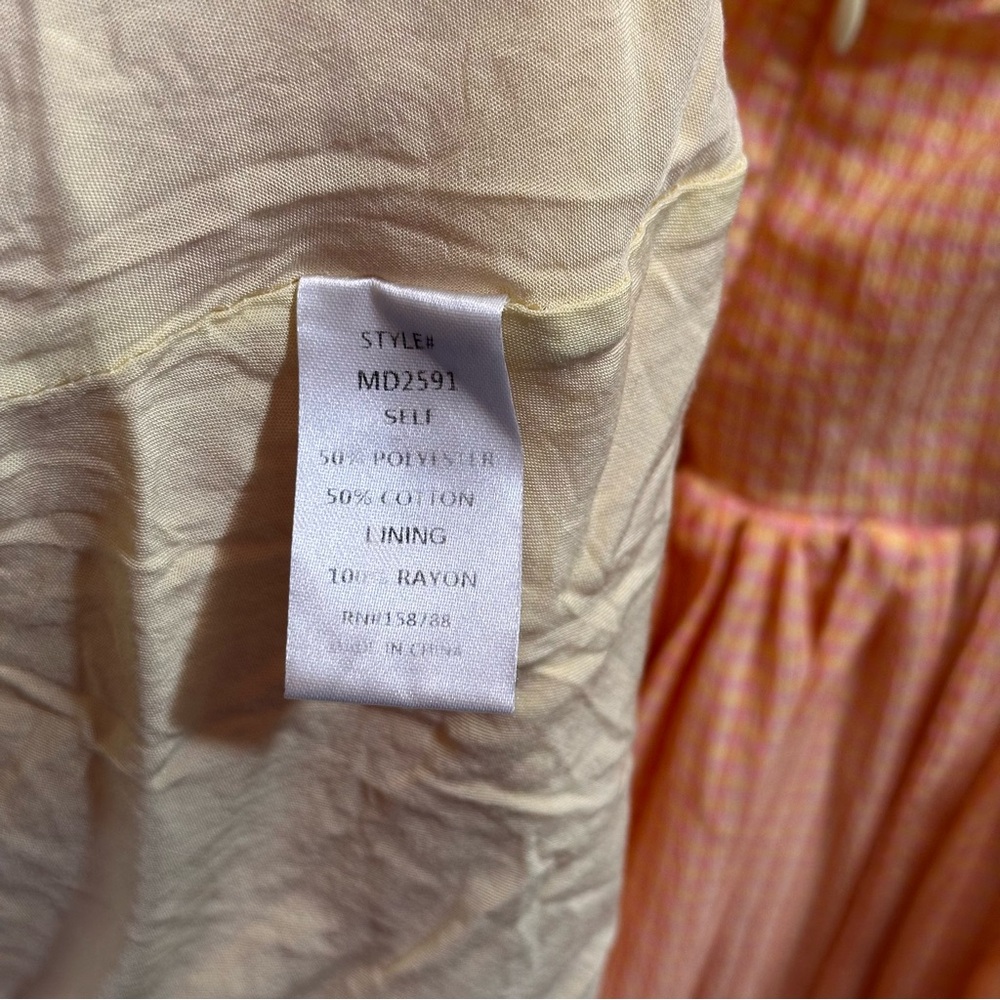 Mable Orange Yellow Pink Gingham Dress Large - Picture 4 of 4